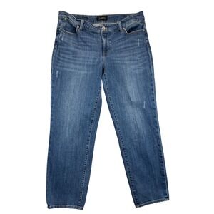 Talbots Jeans Womens 4 Blue Denim Boyfriend Distressed Five Pocket‎